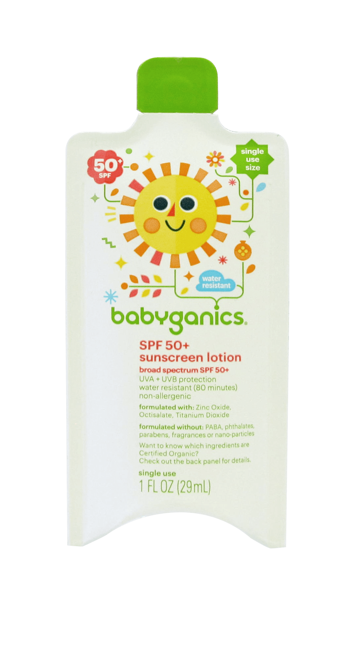 Babyganics Single Use Sunscreen 50spf 1oz BrickSeek
