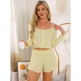 thumbnail image 3 of DARING DIVA Lounge Set Long Sleeve Pajamas Button 2 Pieces Shirts M Yellow, 3 of 6