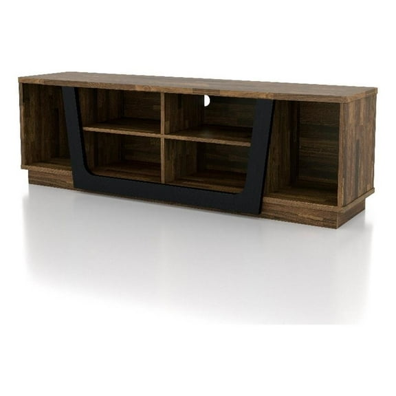 Furniture of America Hart Wood 6-Shelf TV Stand in Light Hickory Brown