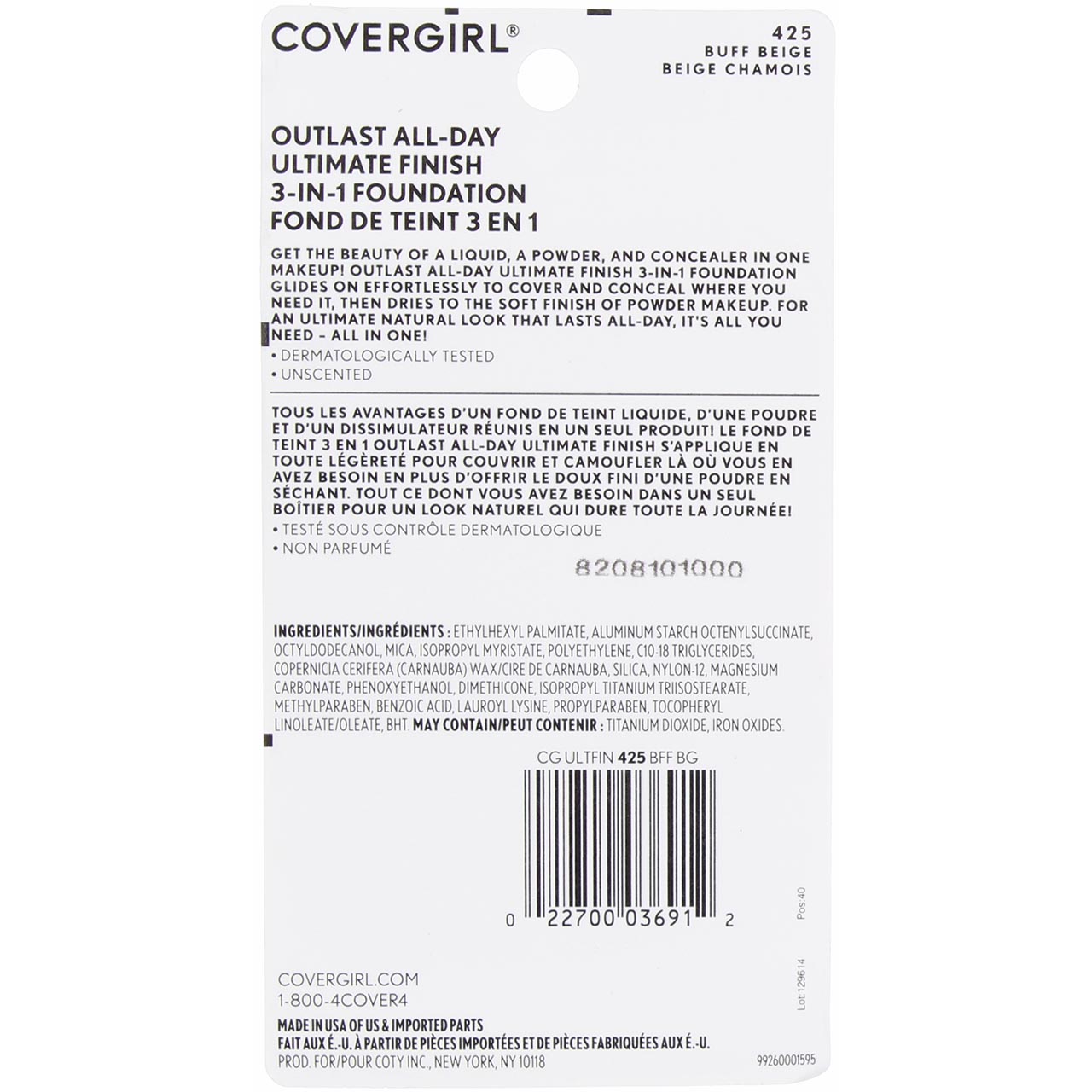 CoverGirl Ultimate Finish Liquid Powder Make Up, Buff Beige [425] 0.40 oz (Pack of 2)