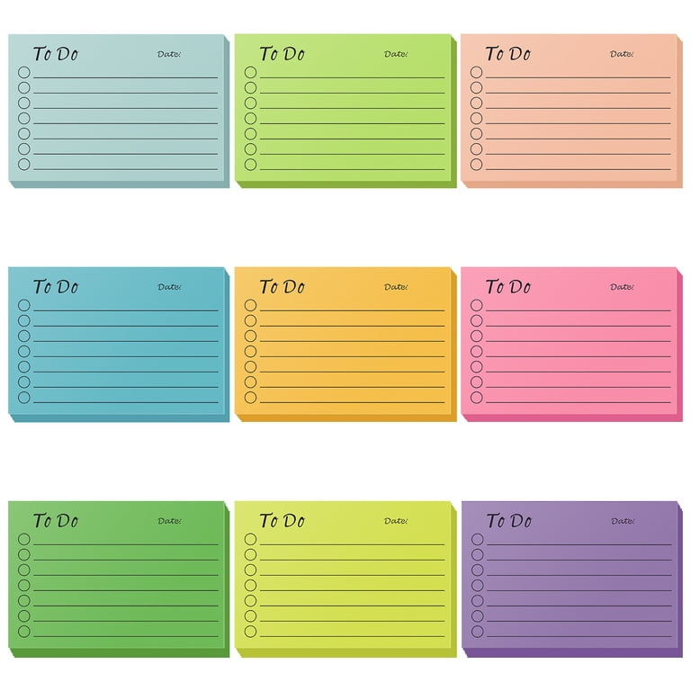 Sticky Notes 3x3 inch Bright Colors Self-Stick Pads 6 Pads/Pack 100 Sheets/Pad Total 600 Sheets