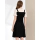 thumbnail image 5 of Vestido De Verano De Gasa En Contraste Con Decoración De Botones Para Mujer Negro S, 5 of 6