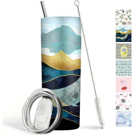 

Japanese Whale Tumbler 20 oz Travel Coffee Mug Whale Print Skinny Tumblers with Lid and Straw Stainless Steel Insulated Coffee Cups Gift for Whale Lover