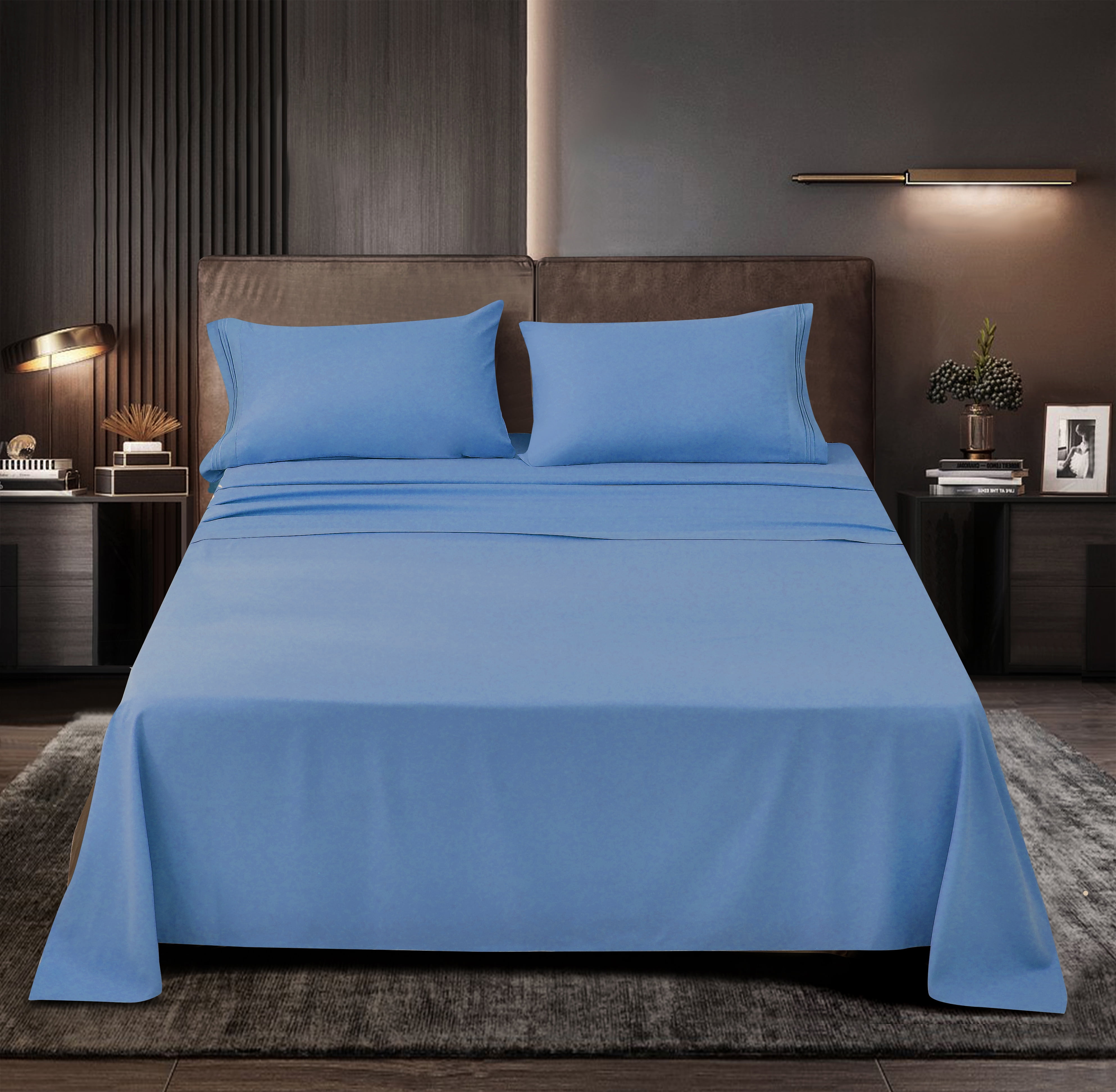 Rayon Bamboo Sheets Set Full Blue Sheets Deep Pocket 4 Piece