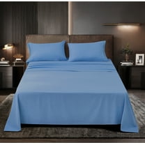 Prime Series Rayon Made from Bamboo Sheet Set - Wrinkle Free -Softer than Cotton- Deep Pockets - 4 Piece - 1 Fitted Sheet, 1 Flat, 2 Pillowcases Full, Blue