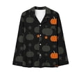 thumbnail image 4 of QIUOMBBP Woman 2 Piece Pajama Sets Long Sleeve Button Down Sleepwear with Pockets Matching Wide Leg Pants Lounge Set Nightwear, Black, XXXL, 4 of 6