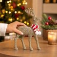 thumbnail image 6 of JeashCHAT Glitter Christmas Reindeer Figurines, Reindeer Sculpture with Knitted Scarf, Standing Deer Statues Tabletop Ornaments Christmas Decorations for Table Shelf Office Home Decor, 6 of 6