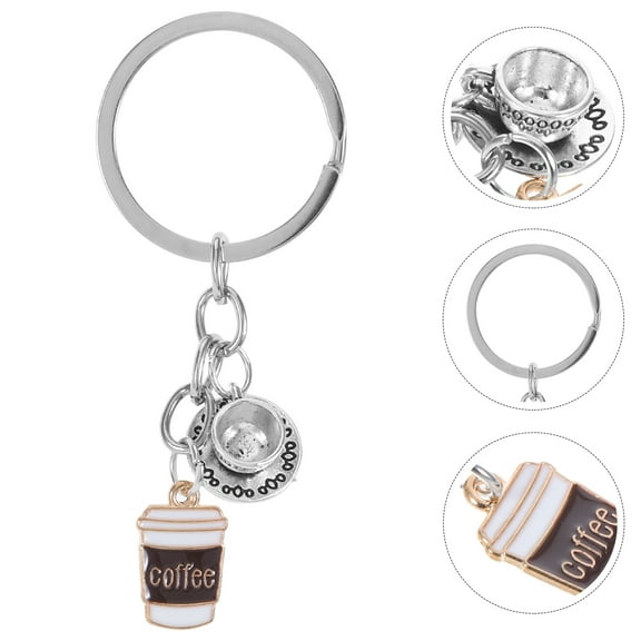 LOLIPPYY Creative Coffee Cup Pendant Keychain Zinc Alloy Decorative Charm for Handbags and Backpacks