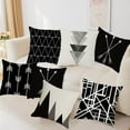 thumbnail image 5 of Throw Pillow Covers Black and White Pillow Cases Set of 4 Arrow Stripe 18x18 Decorative Square Zippered Cotton Linen Cushion Cover Room Sofa Decor, Black, 5 of 6