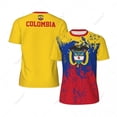 thumbnail image 2 of Exclusive design Colombia Flag Grain 3D Printed Men For Running Bike Soccer Tennis Fitness Sports tshirt Mesh Fans Short T-shirt, 2 of 11