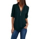 thumbnail image 1 of Camisa holgada de gasa para mujer - Top de manga larga con cremallera en tallas grandes - Color liso, estilo moderno - S-XXXXXL, 1 of 4