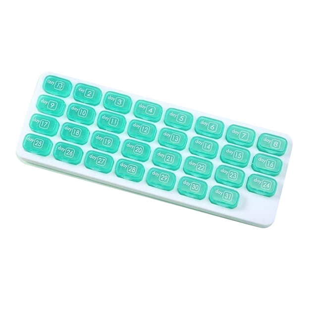 Monthly Pill Organizer with Removable Pocket-Sized Storage Box Snap Lid Storage Case for Daily Travel