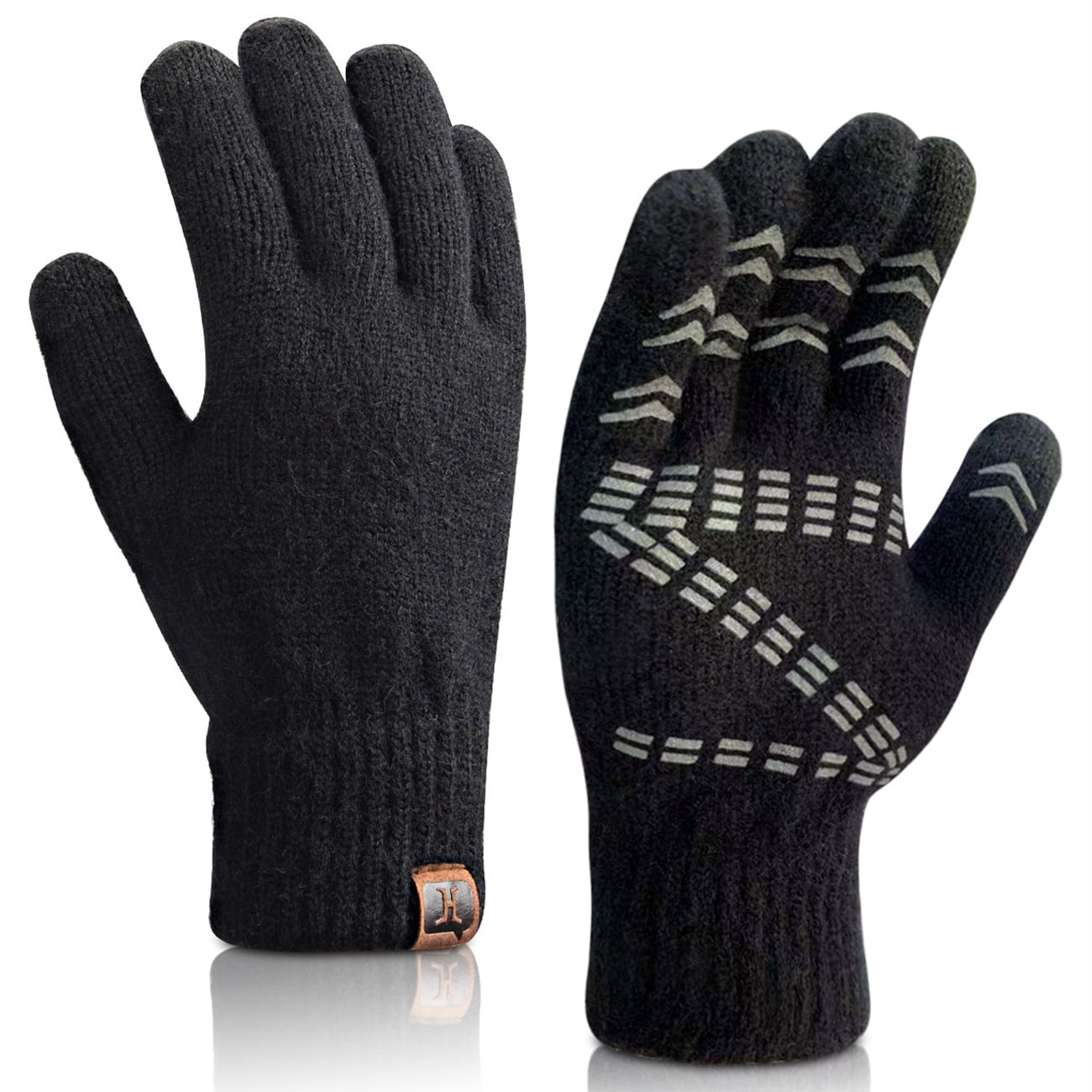 Unisex Touch Screen Warm Thermal Gloves Fingerless Knitted Long Gloves Winter UK 