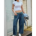 thumbnail image 3 of Womens Baggy Barrel Pants Wide Leg Lounge Drawstring Sweatpants with Pockets, 3 of 12