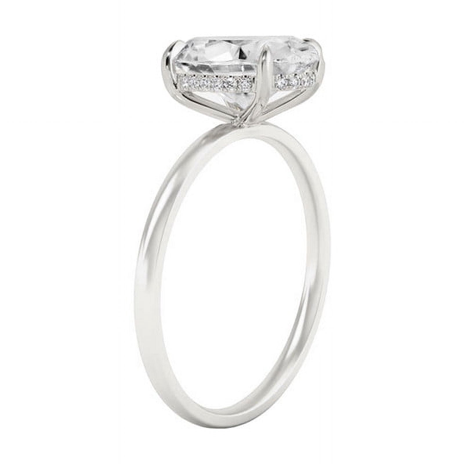 Cora Jewellery 3CT Oval Moissanite Hidden Halo Engagement Ring For Women, 18K White Gold