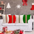 thumbnail image 4 of Modern Christmas Pillow Covers 16x16 Inch Xmas Geometric Pillow Cover Red Green Decorative Pillow Cases Cotton Linen Watercolor Home Sofa Cushion Cover Set of 4 Decoration (Line 4pcs), 4 of 6