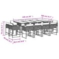 thumbnail image 4 of vidaXL 13 Piece Garden Dining Set with Cushions Grey Poly Rattan, 4 of 5