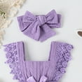 thumbnail image 4 of WIBACKER Baby Girls Cotton Jacquard Playsuits Ruffled Bodysuit+Headband Sleeveless Romper Bowknot Jumpsuit Infant Summer Clothes, 4 of 10