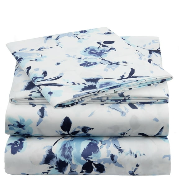 Mellanni 3-Piece Iconic Twin Bedsheet Set - Microfiber, 16" Deep Pocket, Cooling, Wrinkle, Fade, Stain Resistant, Madison Blue