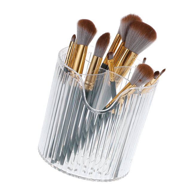 Soporte para brochas de maquillaje Unique Bargains con 4 ranuras para tocador y encimeras de baño en color blanco
