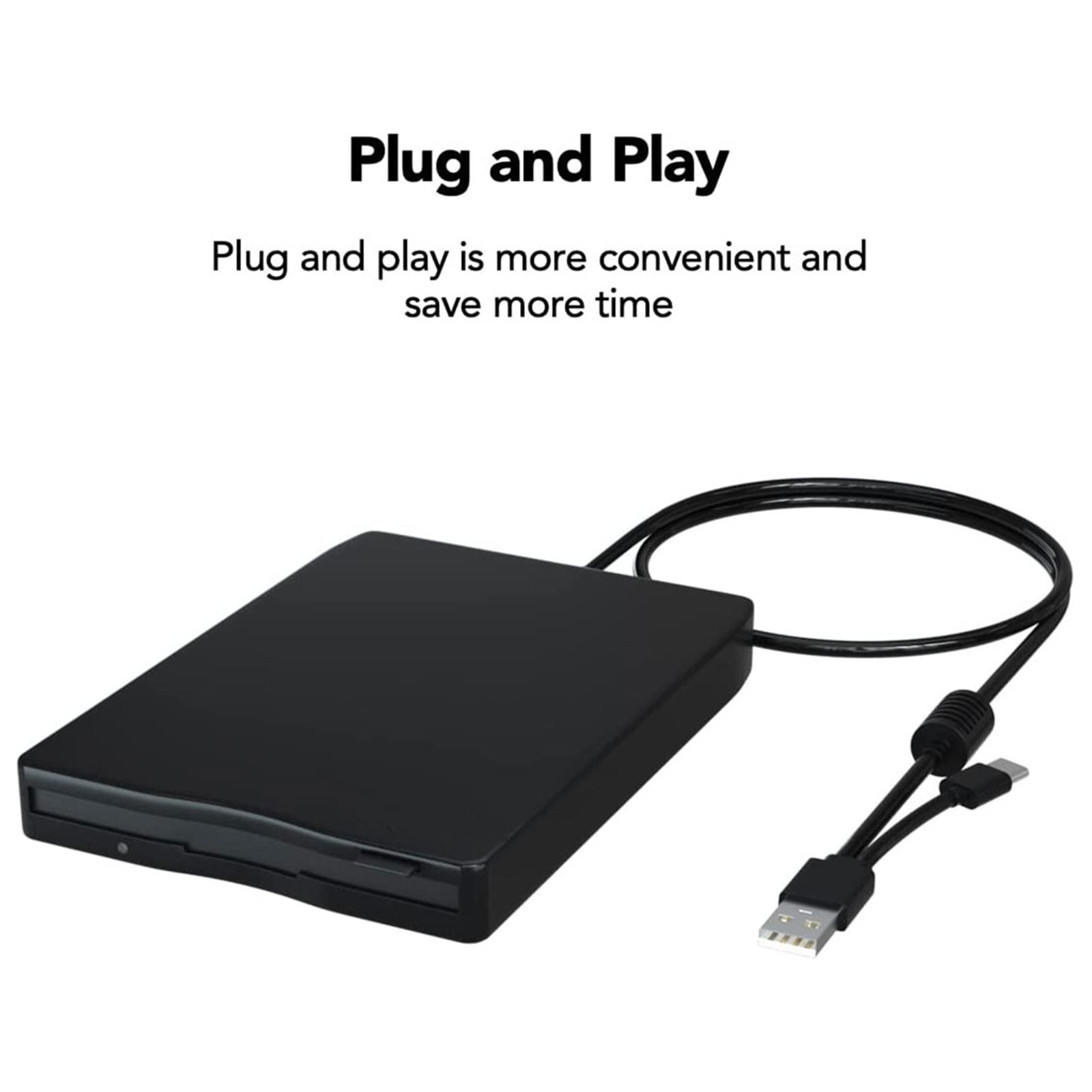 Portable Floppy Disk Reader With Double Ports and Quick Setup for Laptop and Desktop