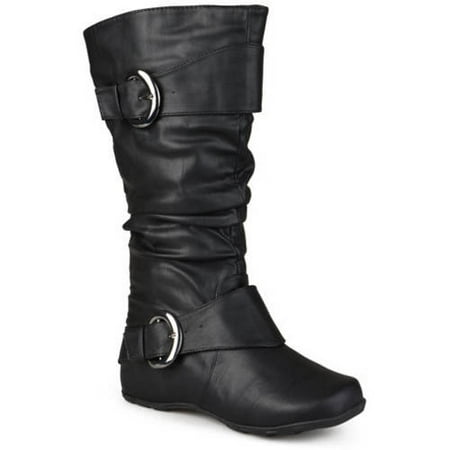Women's Wide-Calf Buckle Knee-High Slouch Boot