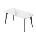 thumbnail image 5 of Dining Table Sets 62.99" Modern Artificial Stone White Curved Edge Black Metal Leg Dining Table-Can Accommodate 6 People(Dining Table Only),Modern Dining Tables, 5 of 13