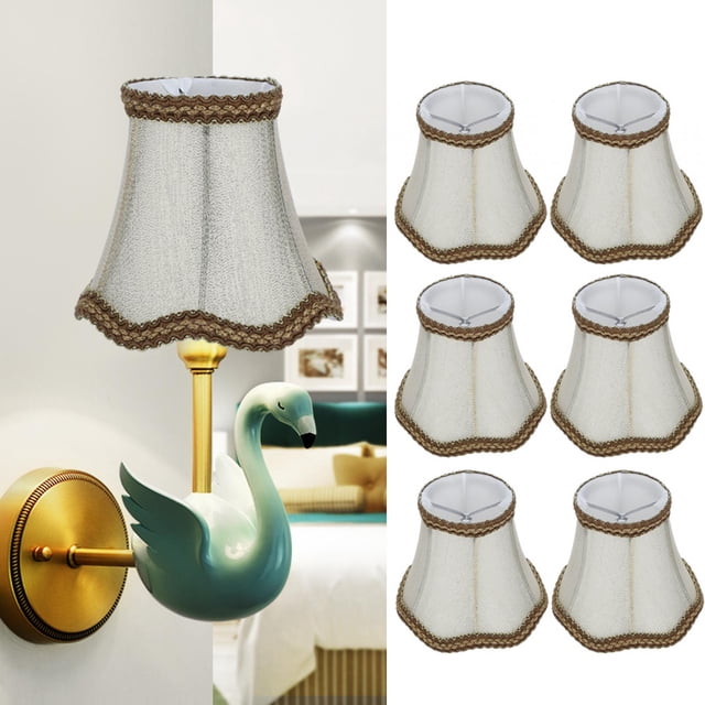 6Pcs Desktop Table Lamp Cover Fabric Lampshade Accessory Lampshade Bedroom For E14 Chandelier Light Bulb