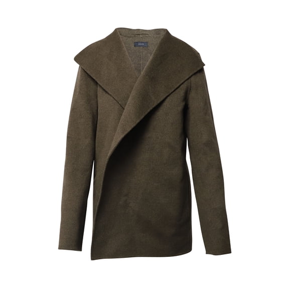 Pre-Owned Joseph Jacket with Drape Shawl Collar in Olive Green Wool