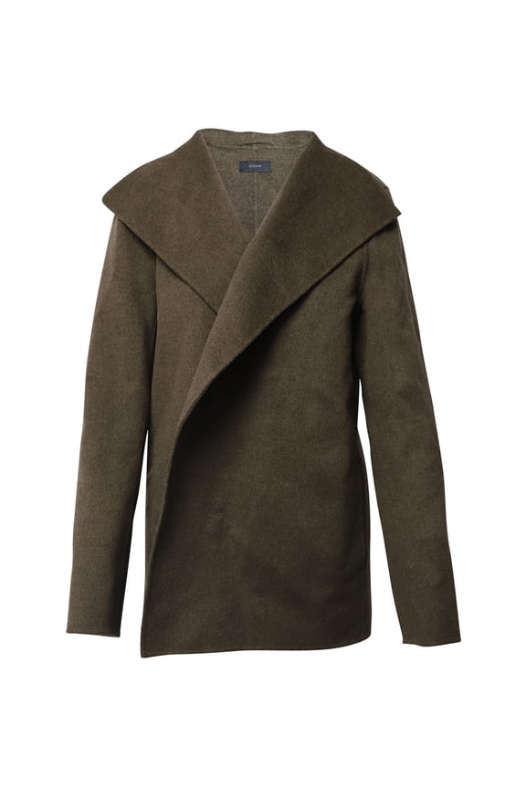 Pre-Owned Joseph Jacket with Drape Shawl Collar in Olive Green Wool
