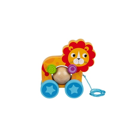 Toysters Pull Along Lion Walking Toy | Wood Animal Walker Toys for Boys and Girls | Gifts for Toddler Babies 1 Year Old and Up |