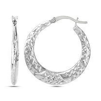 LeCalla 925 Sterling Silver Light-Weight Diamond-Cut Click Top SMALL Round Hoop Earrings Jewelry for Women and Teen 25MM