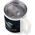 thumbnail image 6 of Alice in Wonderland 10 Oz Steel Mug, Grown Giant Girl Sitting Flying Cards and Rose Checkered Cartoon, Vacuum Insulated Leak-resistant Cup for Outdoor Hiking and Picnics, Blue and Black, 6 of 6