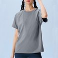 thumbnail image 2 of JIAYUE Women's T Shirt Fashion Casual Breathable Crew Neck For And Slim Fit Solid Color Short Sleeve Tops Loose Fit For Summer Everyday Yoga Running And Wear, 2 of 6