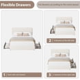 thumbnail image 3 of Teddy Fleece Upholstered Bed Frame with 2 Storage Drawers, Height Adjustable Cloud Headboard, Soft Platform Bed, Modern Style, No Box Spring Required, Cream, 3 of 7