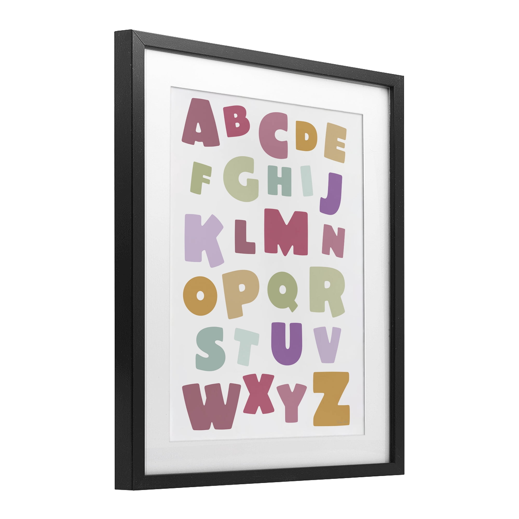 Stupell Industries Muted Alphabet Letters Black Framed Print Under Glass, design by Susan Ball