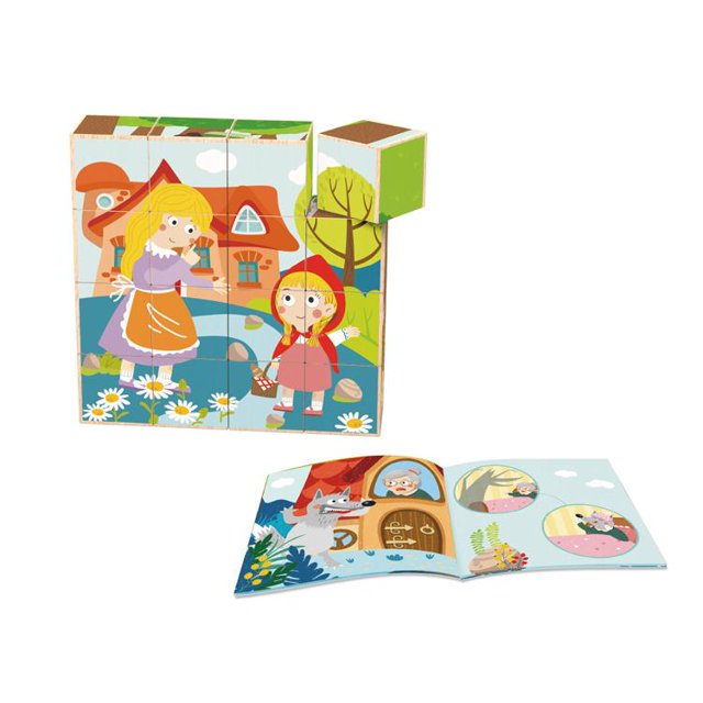 Rompecabezas De Madera Apilable-Little Red Riding Hood 16 Pz Tooky Toy Block Puzzle - Little Red Riding Hood