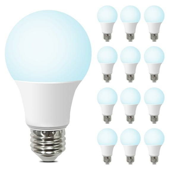 A19 LED Light Bulbs 12-Pack, 60W Equivalent 8W, 800LM Daylight 5000K, E26 Base Non-Dimmable, Bright White Light Bulbs for Home, Garage, Studio & Office
