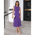 thumbnail image 2 of EASYBRA Women Sleeveless Tie Waist A Line Midi Work Dress Elegant Flowy Cocktail Party Dress with Pockets, 2 of 6