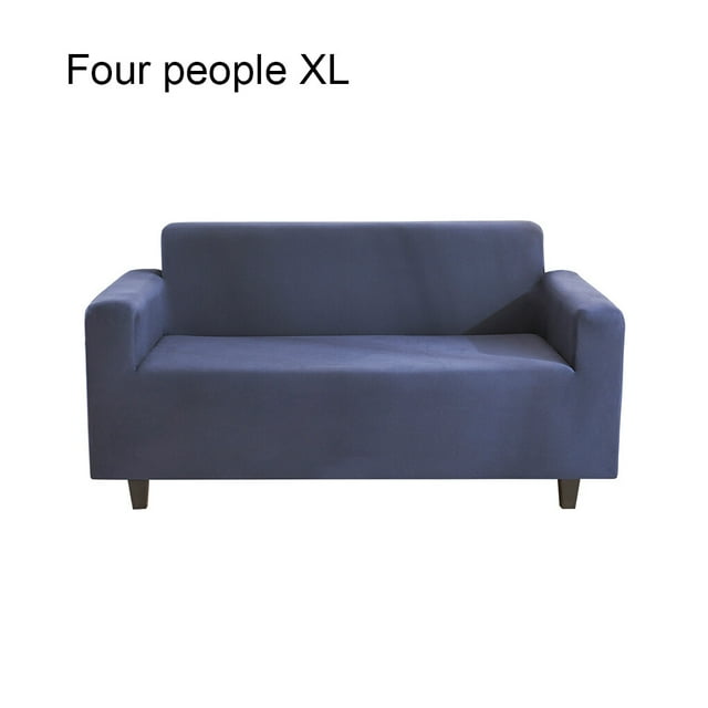 Solid Color Sofa Cover Elastic Couch Dust-proof Anti-slide Stitching Furniture Protector Slipcover 1/2/3/4 Seater Covers Protector Full Coverage Navy XL