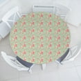 thumbnail image 3 of Ambesonne Flowers Fitted Round Tablecloth, Retro Spring Blossoms, 56"- 60" Diameter, Mint Pink, 3 of 5