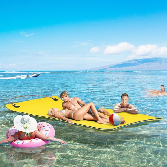 Demifill Lily Pad Water Mat - Yellow, 9' x 6' Size, Suitable for 2 Adults, Floating Pad for Lake, Pool, Ocean, Beach & Boating