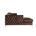 thumbnail image 4 of Chic Home Monet Velvet Modern Contemporary Button Tufted with Silver Nailhead Trim Silvertone Metal Y-leg Left Facing Sectional Sofa, Brown, 4 of 8