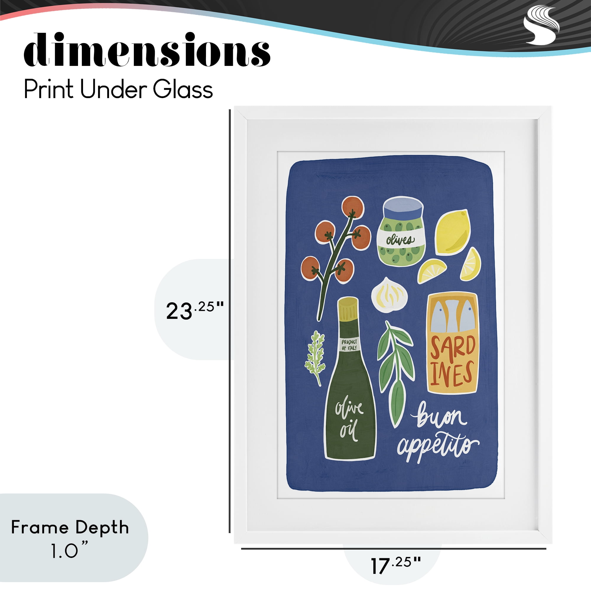 Stupell Industries Italian Kitchen Necessities White Framed Print Under Glass, design by Amanda Houston