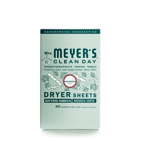 Mrs. Meyer's Clean Day Dryer Sheets, Birchwood Scent, 80 Count