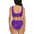 thumbnail image 3 of Daiia Purple Glitter Women's Bikini Set Two Piece Swimsuit High Waisted Bikini Adjustable Straps Bikini Perfect for Beach, Pool, and Summer Vacation-Medium, 3 of 9
