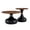 D-Walnut,Black, variant on Walnut Black Nesting Coffee Table Set of 2, MDF Round Tables with Metal Base for Living Room