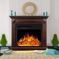 thumbnail image 3 of 27" Electric Fireplace with Mantel, Indoor Fireplace Heater with Realistic Flames and Adjustable Brightness, Modern Fireplace with Mantel for Living Room, 750W/1500W, 3 of 6