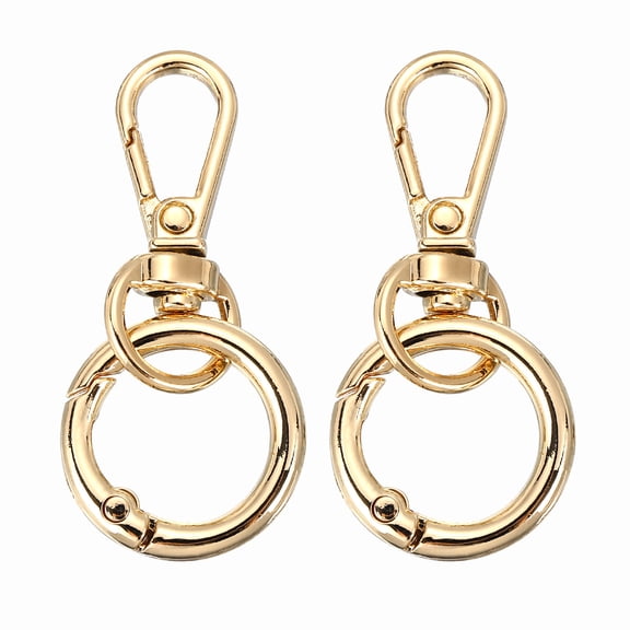 Uxcell 1.8" Swivel Snap Hooks with Key Rings, 2Pcs Double Opening Metal Lobster Swivel Clasp Clip with O Ring for DIY Crafts Jewelry Lanyard Making Keychain Bag Purse Hardware, Gold Tone