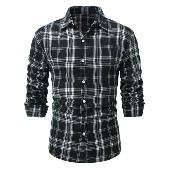 Wancir Men's Flannel Shirts Long Sleeve Plaid Checkered Brushed Casual Western Cowboy Pearl Snap Shirt